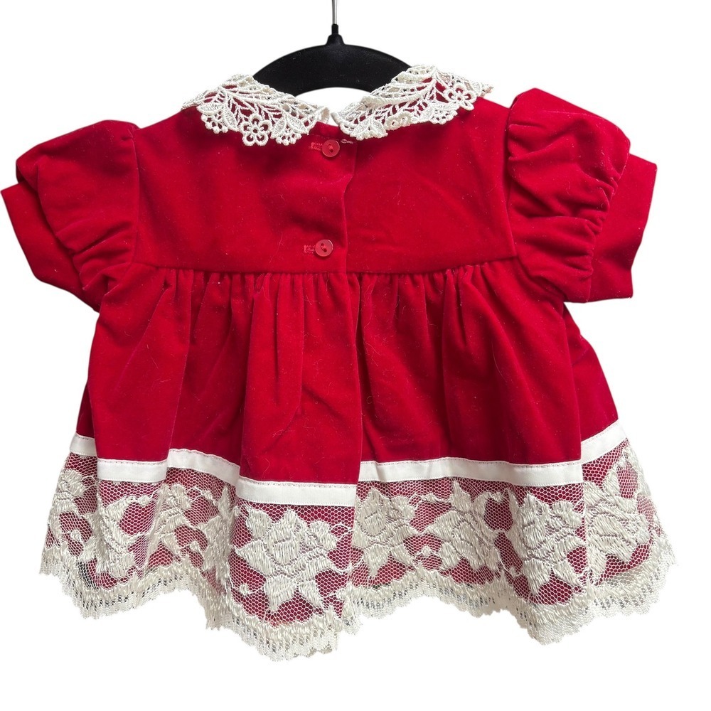 Jo Lane Baby Toddler Red Velvet Lace Dress Special Occasion Holiday Infant - Picture 2 of 6